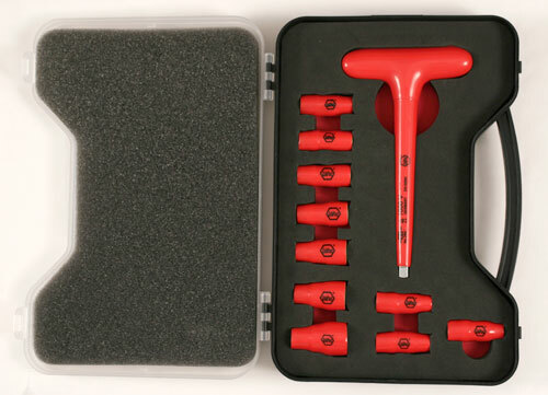31395-Insulated drive T-handle and metric sockets, WIHA [1/4"11 piece set]